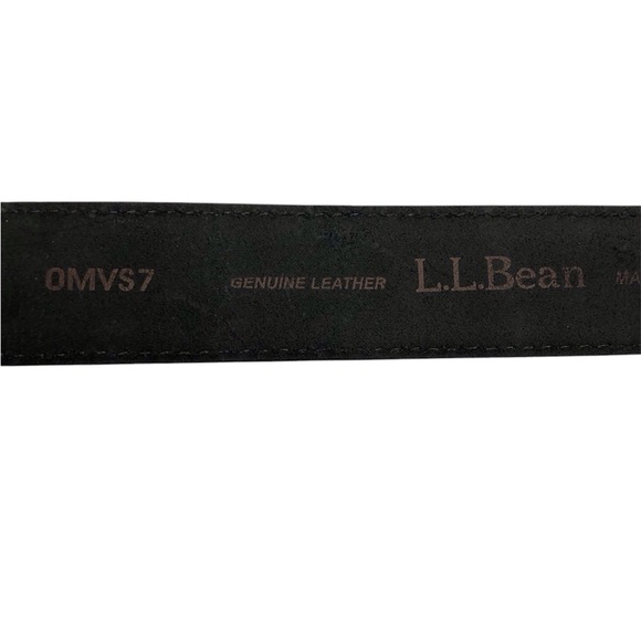 LL Bean Mens Large 38 Black Leather Belt Width 1-1/2 add in Brazil EUC - Picture 3 of 4